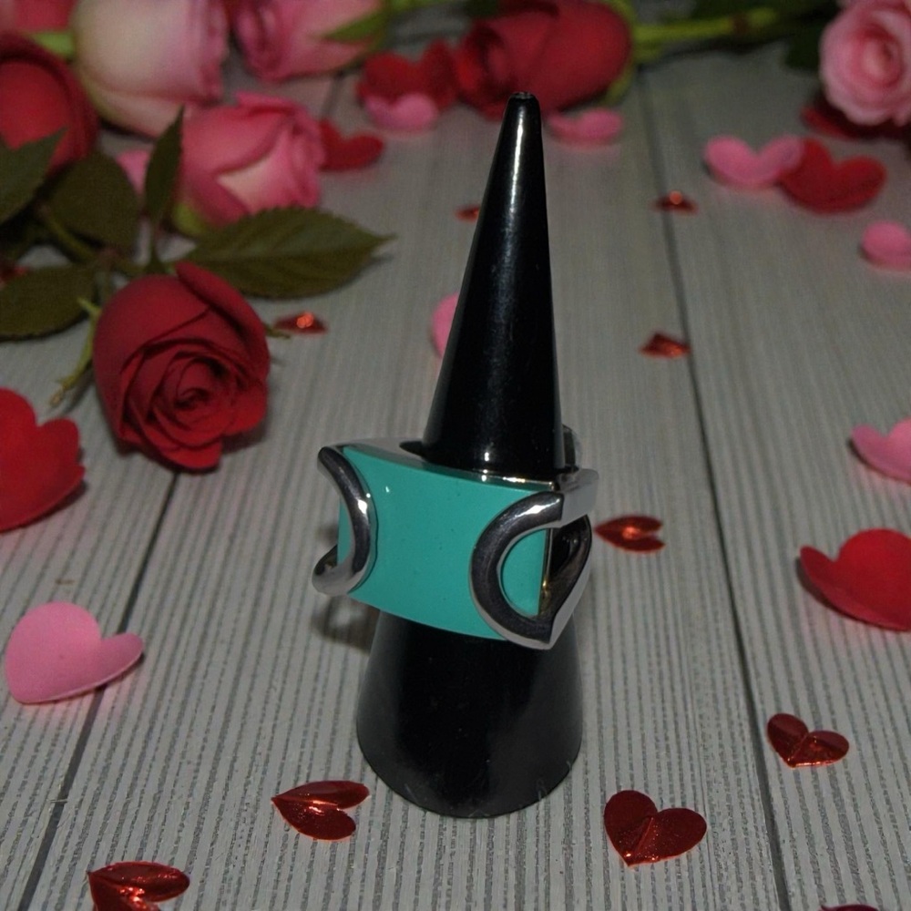 Stylish Teal and Silver 925 Ring